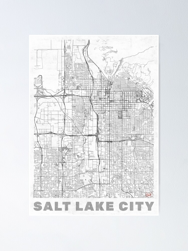 Alternate view of Salt Lake City Map Line Poster