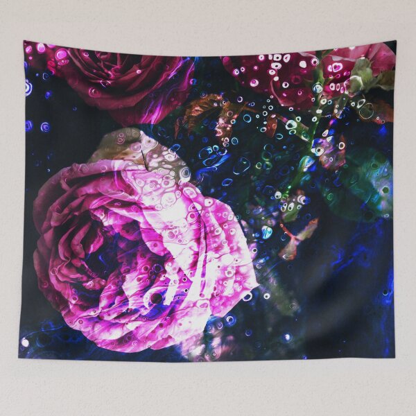 Item preview, "Evermore" floral plant collage of roses wrapped in a mist of aqua blue designed and sold by N-o-r-d-l-y-s.