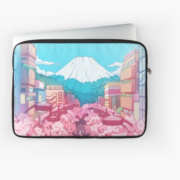 The Japanese Mount Fuji view and the pink spring in the city (soft colors) Laptop Sleeve