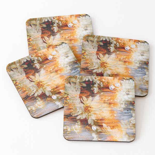Item preview, "Invisible String" Floral plant collage of flowers wrapped in a fog of orange and yellow designed and sold by N-o-r-d-l-y-s.