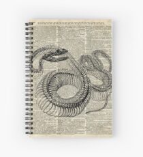 Boa Schlange Skelett, Tinte und Stift Anatomie Diagramm, Vintage Wörterbuch Kunst Spiralblock