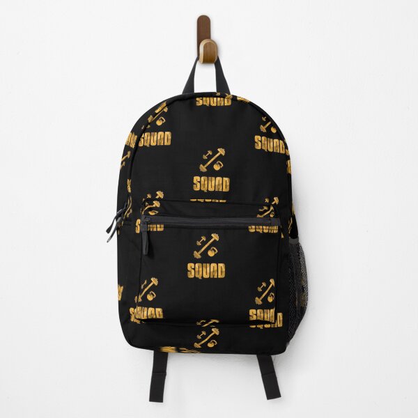 Item preview, Squad Workout Icons Barbell Dumbell Kettlebell - Text design with Low Poly Triangle Pattern Overlay - Yellow designed and sold by dylanxh.