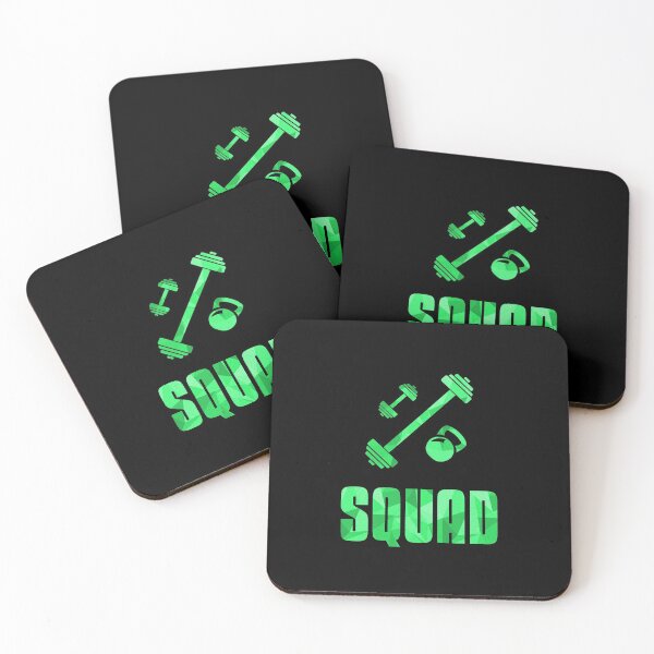 Item preview, Squad Workout Icons Barbell Dumbell Kettlebell - Text design with Low Poly Triangle Pattern Overlay - Green designed and sold by dylanxh.
