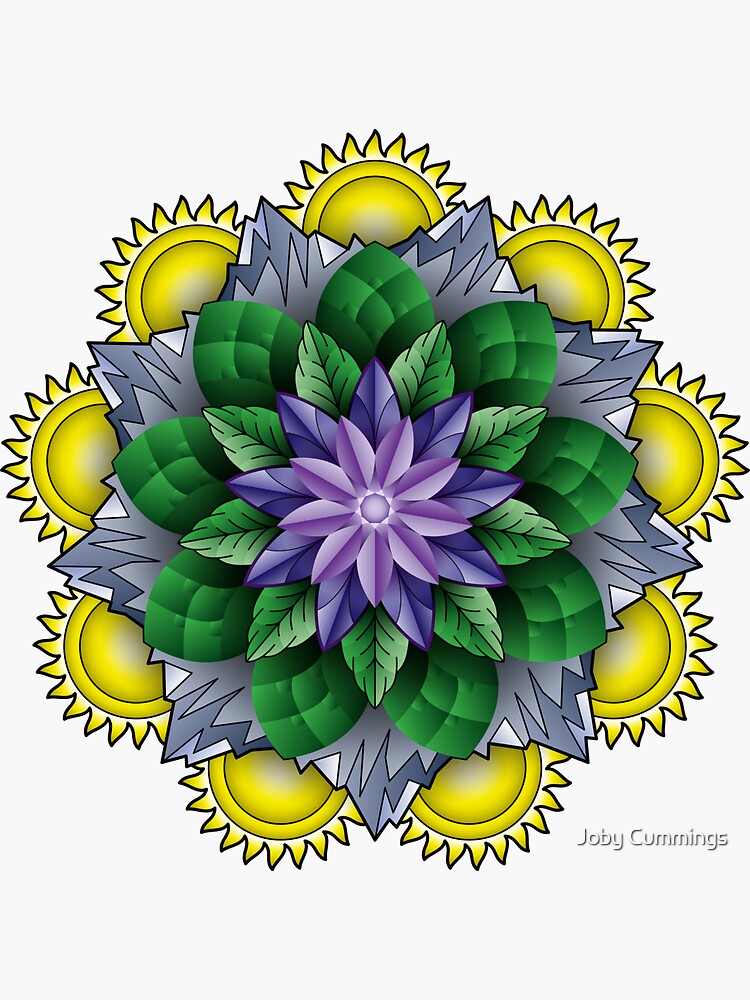 Thumbnail 3 of 3, Sticker, Mountain Mandala designed and sold by jabwai.