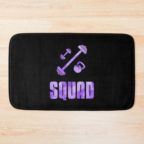 Item preview, Squad Workout Icons Barbell Dumbell Kettlebell - Text design with Low Poly Triangle Pattern Overlay - Purple designed and sold by dylanxh.