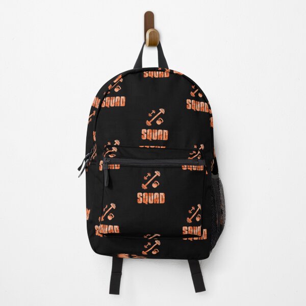 Item preview, Squad Workout Icons Barbell Dumbell Kettlebell - Text design with Low Poly Triangle Pattern Overlay - Orange designed and sold by dylanxh.