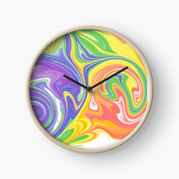 Rainbow Melted Milkshake Abstract Clock