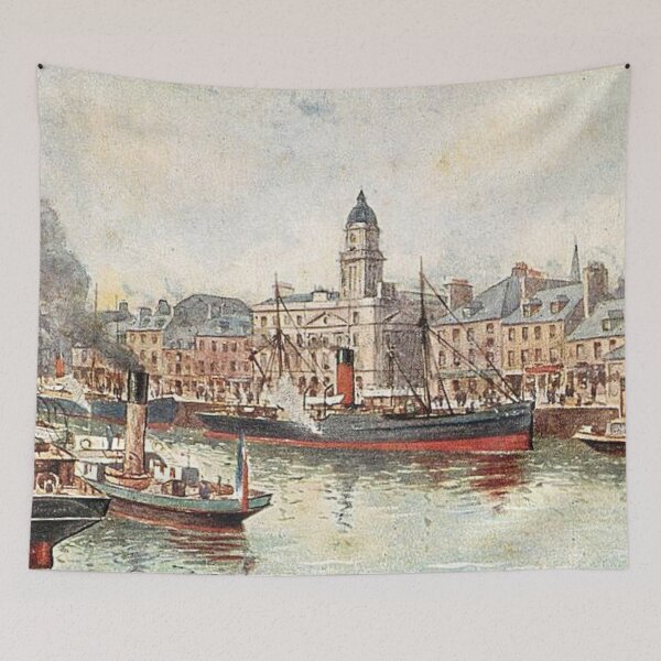 Item preview, Vintage Illustration of Aberdeen Scotland - Regent Quay & Harbour Office designed and sold by yourscotland.