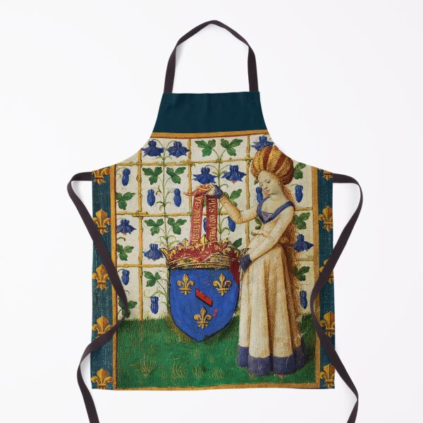 Item preview, LADY HOLDING SHIELD WITH CROWNS AND FLEUR DE LYS HERALDRY French Royal Heraldic Tapestry designed and sold by BulganLumini.