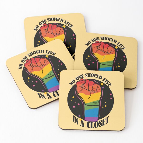 Item preview, No Should live in a closet- LGBTQ Rainbow Fist- Pride- Black Text Version designed and sold by EvaWolf.
