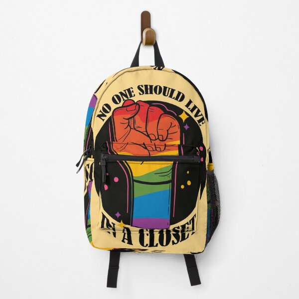 Item preview, No Should live in a closet- LGBTQ Rainbow Fist- Pride- Black Text Version designed and sold by EvaWolf.