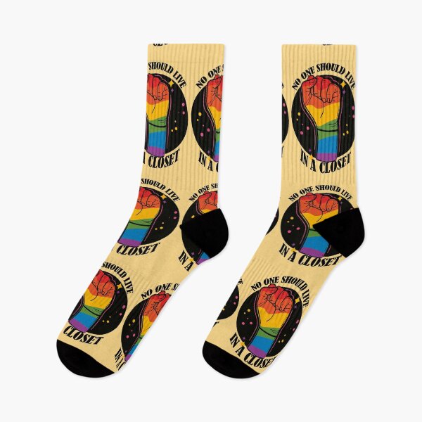 Item preview, No Should live in a closet- LGBTQ Rainbow Fist- Pride- Black Text Version designed and sold by EvaWolf.