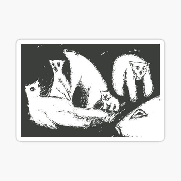 Polar Bears, black & white Sticker