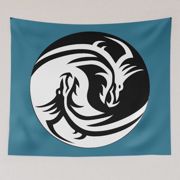 Item preview, White Black Ying Yang Dragon design, fire breathing dragon, claws,  designed and sold by Nostrathomas66.