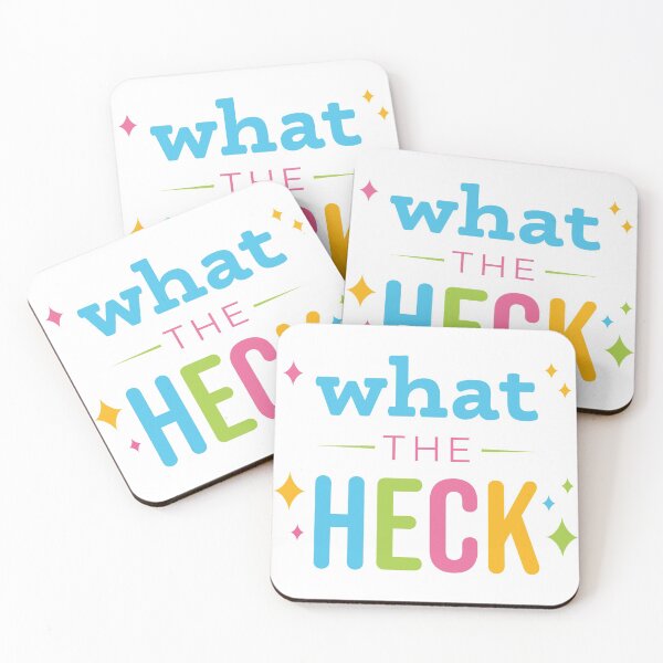 Item preview, What The Heck? Colorful neon saying, sparkling typography designed and sold by KaraKingDesign.