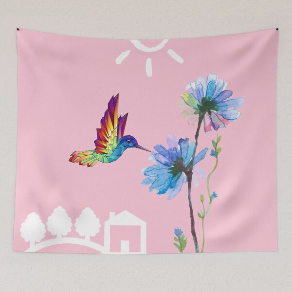 Item preview, A Crystal Hummingbird on a Blue Flower designed and sold by deepgoa.