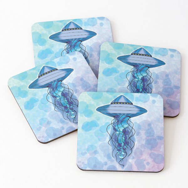 Item preview, UFO Jellyfish Watercolour Bubbles III designed and sold by Ciara Shortall.
