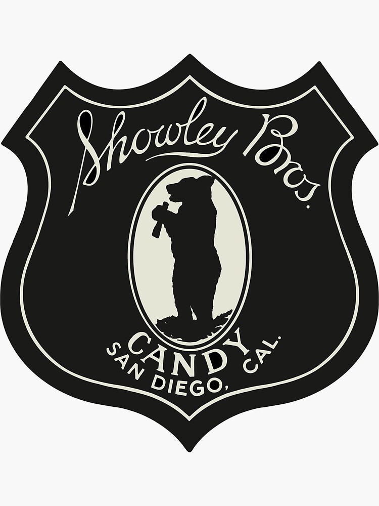 "Showley Bros. Candy Factory San Diego" Sticker for Sale by