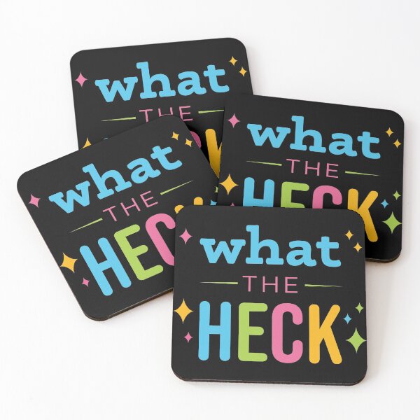 Item preview, What The Heck? Colorful neon saying, sparkling typography designed and sold by KaraKingDesign.