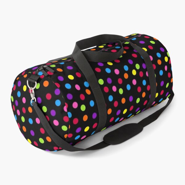 Black Rainbow Multi-color Confetti Polka Dot Duffle Bag
