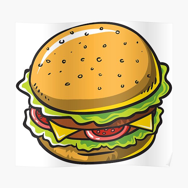 Burger Cartoon Logo Posters for Sale | Redbubble