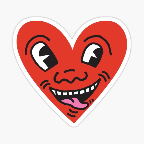 keith haring happy heart person tongue Sticker