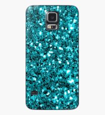 Teal Sparkly Confetti Glitter Case/Skin for Samsung Galaxy