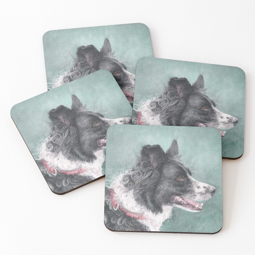 Tess the Border Collie Coasters (Set of 4)