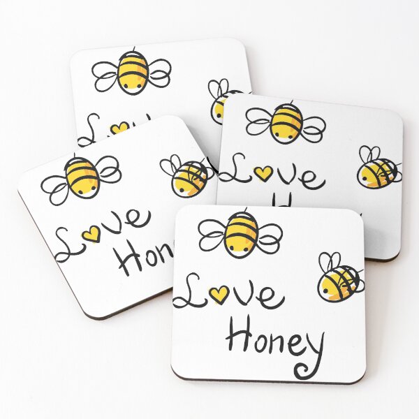 Item preview, Bee Love Honey with Two Honey Bees Black and Yellow designed and sold by WearWolfDesigns.