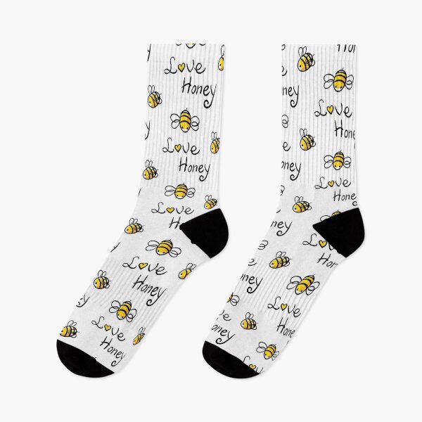 Item preview, Bee Love Honey with Two Honey Bees Black and Yellow designed and sold by WearWolfDesigns.