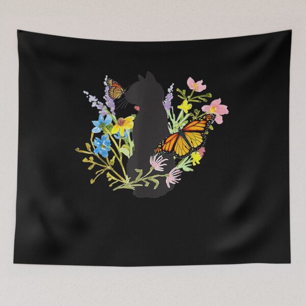 Item preview, Cat Butterflies Floral Garden  designed and sold by zpruby.