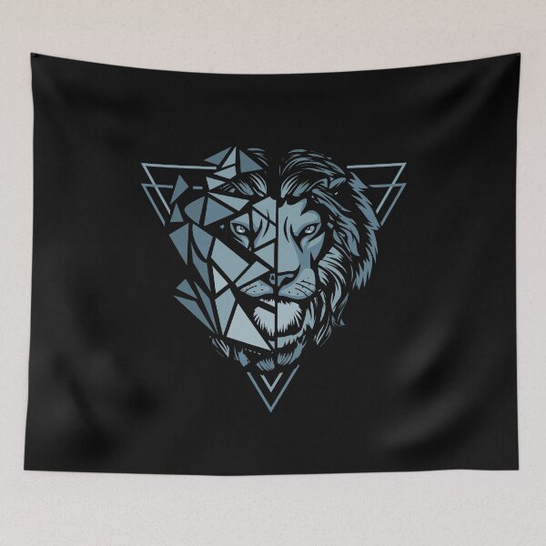 Item preview, Lion Lion Head Wild Cat Blue Polygon Poly Triangle Design Graphic designed and sold by brunsch-print.
