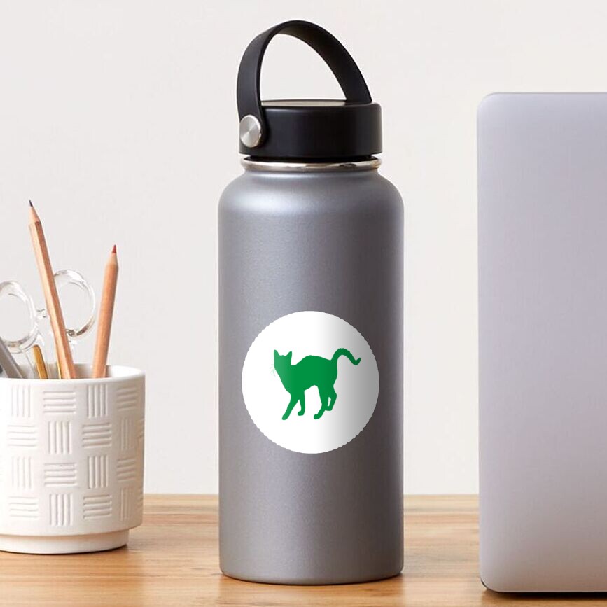 Green Kitten - White Starburst Sticker
