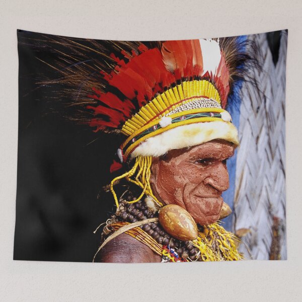 Item preview, Papua New Guinea: Villager In Feather Headdress (Photo) designed and sold by DEC02.