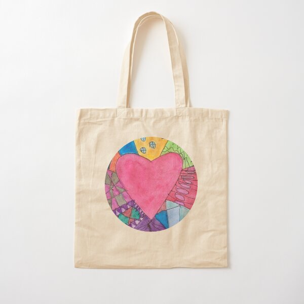 Happy Heart (circle design - adults) Cotton Tote Bag