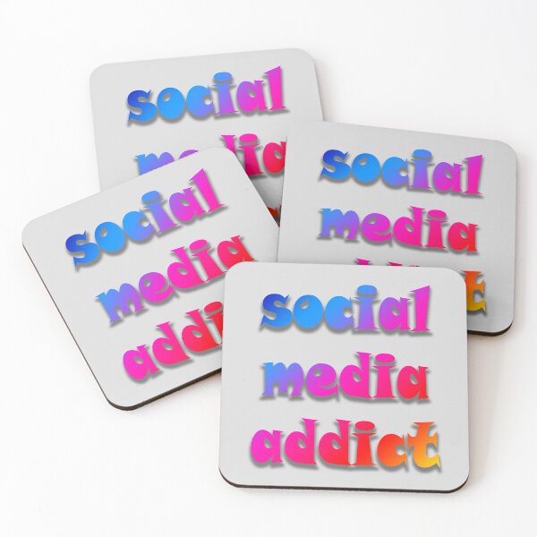 Item preview, social media addict colorful text designed and sold by Nikoleta Vukovic.
