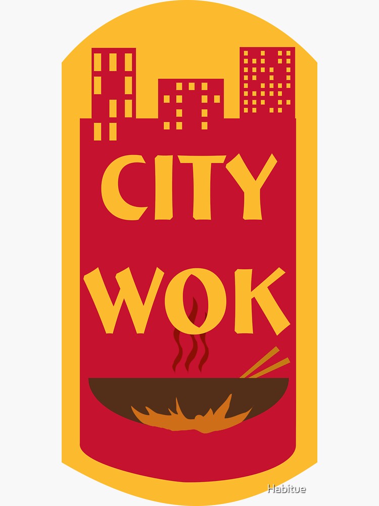  City Wok Logo  Sticker by Habitue Redbubble