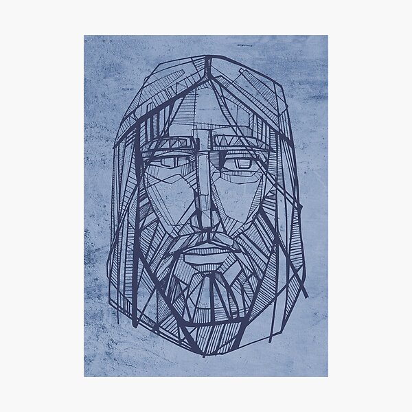 Item preview, Jesus Christ face ink illustration designed and sold by Iknu art.