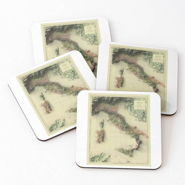 Item preview, 1890 Relief Map of Italy digitally-rendered designed and sold by ThinkAboutMaps.