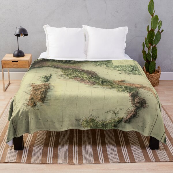 Item preview, 1890 Relief Map of Italy digitally-rendered designed and sold by ThinkAboutMaps.