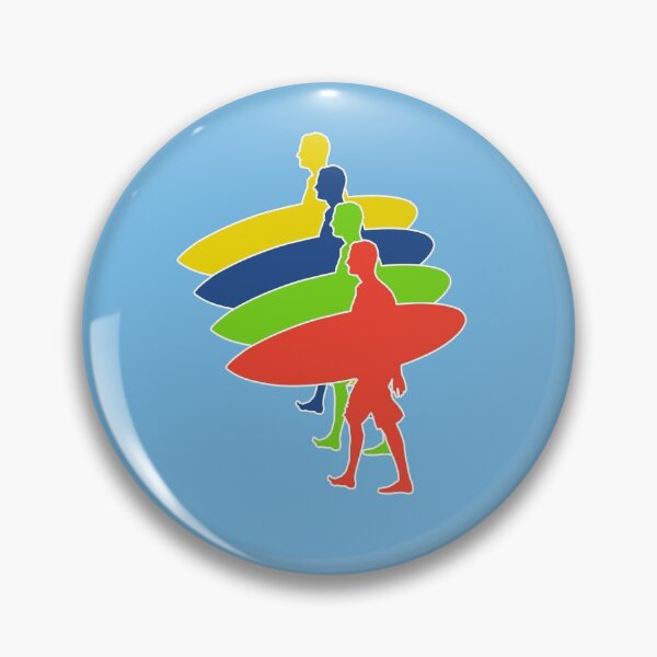 Item preview, Let's Go Surfing! - Multicolor Surfer Silhouettes Design designed and sold by ThisNThatImages.