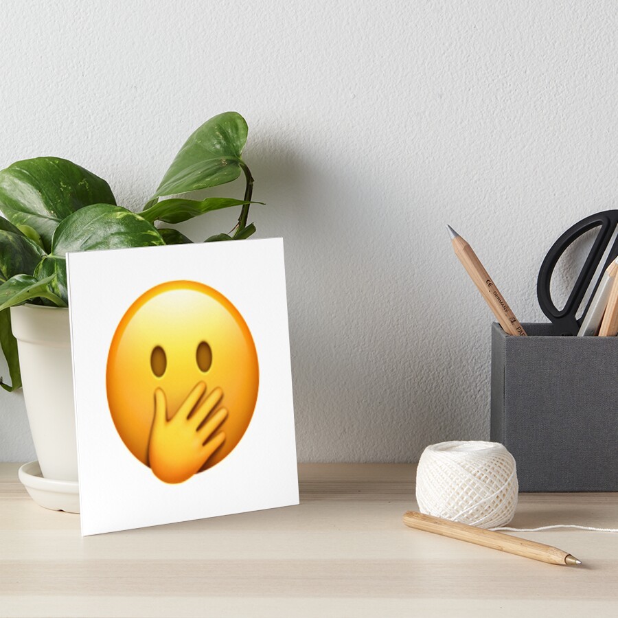 "Blushing Face With Hand Over Mouth Emoji" Art Board Print by Popular