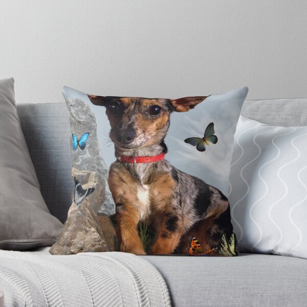 Item preview, The Butterflies And The Little Bat Eared Puppy designed and sold by WildestArt.