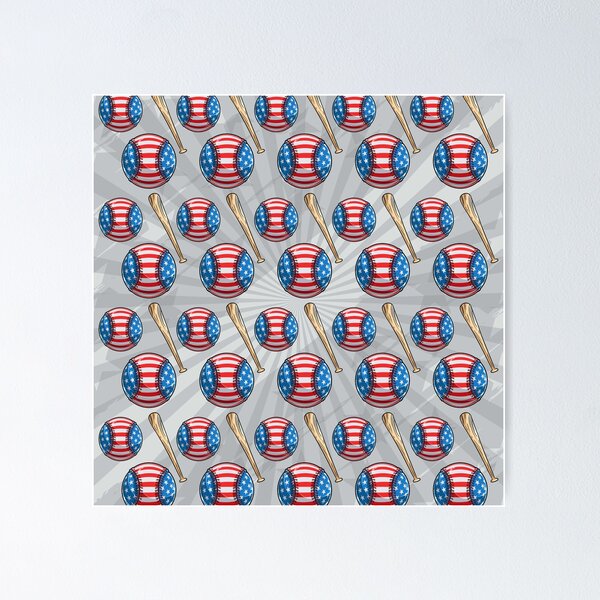 Item preview, US Flag Baseball bat and Baseballs Pattern - Baseball designed and sold by cravingmart.