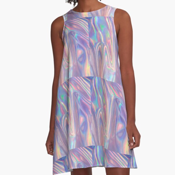 Holographic waves in purple A-Line Dress