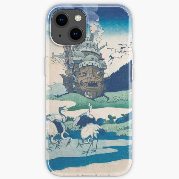 Howl's castle and japanese woodblock mashup iPhone Soft Case
