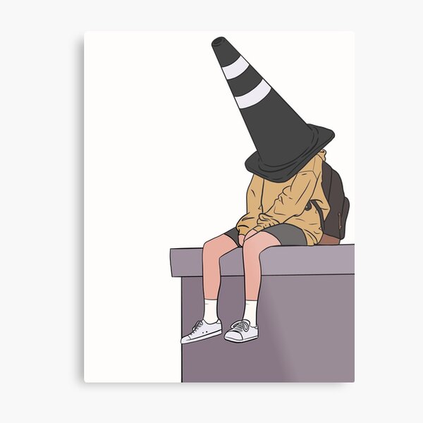 Aperçu de l'œuvre Enfant avec un cône de signalisation sur la tête créée et vendue par MadDDesign.