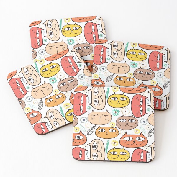 Item preview, Seamless Pattern Of Cute Cats, Simple Colorful Design, Cat Pattern designed and sold by PandaSoul.