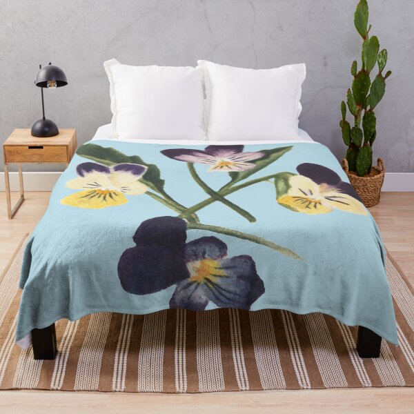 Item preview, Purple Yellow Pansy Flower Print designed and sold by JoyforU.