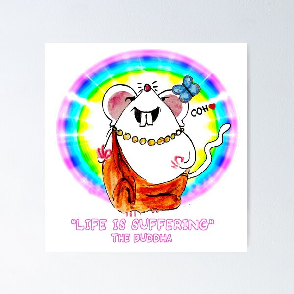 Item preview, BUDDHA "LIFE IS SUFFERING", philosophical cartoon & quote  -S designed and sold by letiziahoffmann.